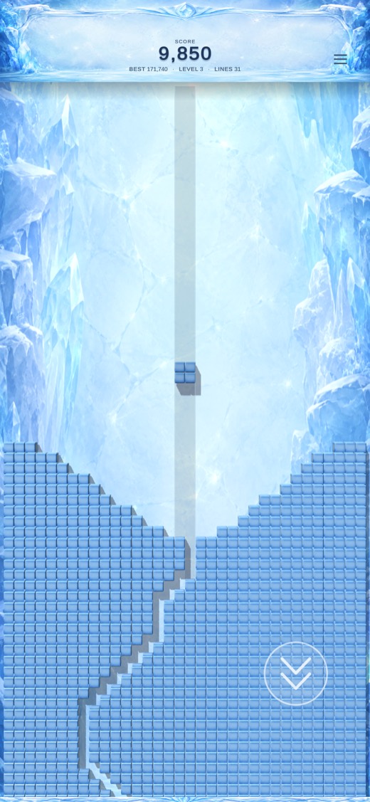 Blockfall gameplay in the Ice theme